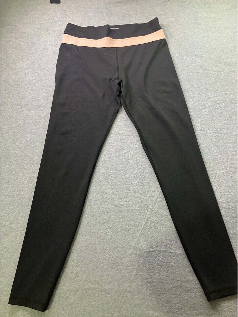 ZYIA Active Women’s 14/16 Active Leggings Black W/ Light Pink Stripe